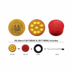 UNITED PACIFIC - 38170BAK - KIT DE LUZ REDONDA DE 9 LED DE 2" (LIQUIDACIÓN/MARCADOR) - LED ÁMBAR/LENTE ÁMBAR