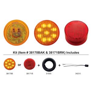 UNITED PACIFIC - 38171BRK - KIT DE LUZ REDONDA DE 9 LED DE 2" (LIQUIDACIÓN/MARCADOR) - LED ROJO/LENTE ROJA