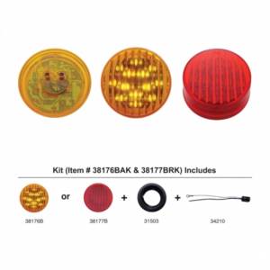 UNITED PACIFIC - 38176BAK - KIT DE LUCES REDONDAS DE 13 LED DE 2-1/2" (LIQUIDACIÓN/MARCADOR) - LED ÁMBAR/LENTE ÁMBAR