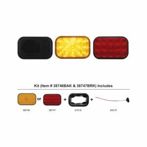 UNITED PACIFIC - 38746BAK - KIT DE LUCES DE INTERMITENTE RECTANGULARES DE 15 LED - LED ÁMBAR/LENTE ÁMBAR