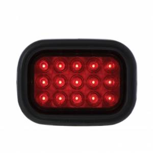 UNITED PACIFIC - 38747BRK - KIT DE LUCES RECTANGULARES DE 15 LED (PARADA, GIRO Y TRASERA) - LED ROJO/LENTE ROJA