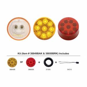 UNITED PACIFIC - 38850BRK - KIT DE LUZ REFLECTORA REDONDA DE 9 LED DE 2" (LIQUIDACIÓN/MARCADOR) - LED ROJO/LEENTE ROJA