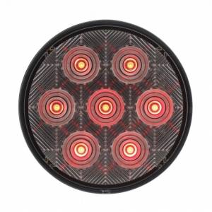 UNITED PACIFIC - 39118 - LUZ DE COMPETENCIA REDONDA DE 7 LED DE 4" (PARADA, GIRO Y TRASERA) - LED ROJA/LENTE TRANSPARENTE