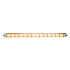 UNITED PACIFIC - 39698 - TIRA DE LUCES AUXILIARES DE 14 LED DE 12" CON BISEL - LED ÁMBAR/LENTE CROMADA
