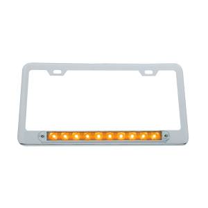 UNITED PACIFIC - UNITED PACIFIC - 39757 - MARCO DE MATRÍCULA CROMADO CON BARRA DE LUCES DE 10 LED DE 9" - LED ÁMBAR/LENTE TRANSPARENTE - Image 1