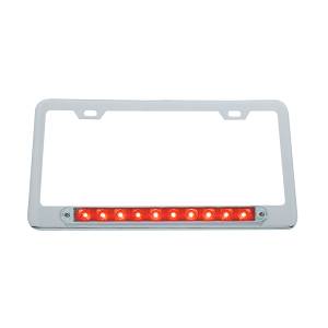 UNITED PACIFIC - UNITED PACIFIC - 39758 - MARCO DE MATRÍCULA CROMADO CON BARRA DE LUCES DE 10 LED DE 9" - LED ROJO/LENTE TRANSPARENTE - Image 1