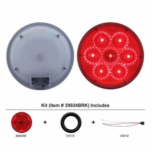UNITED PACIFIC - 39924BRK - KIT DE LUZ REFLECTORA REDONDA DE 4" DE 7 LED (PARADA, GIRO Y TRASERA) - LED ROJO/LENTE ROJA