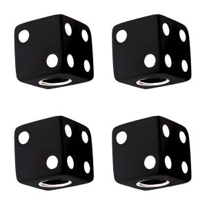 UNITED PACIFIC - 70007 - TAPONES DE VÁLVULA DADOS NEGROS CON PUNTOS BLANCOS (SET DE 4)