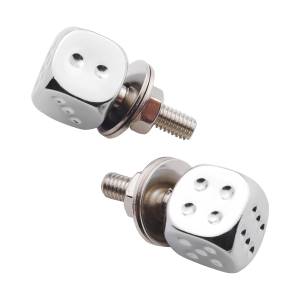 UNITED PACIFIC - 70070 - SUJETADOR DE PLACA DE MATRÍCULA DE DADOS CROMADOS (PACK DE 2)
