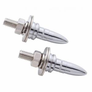 UNITED PACIFIC - 70071 - SUJETADOR DE PLACA DE MATRÍCULA CROMADO EN FORMA DE BALA (PACK DE 2)