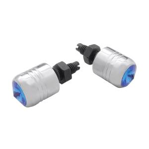 UNITED PACIFIC - 70079 - SUJETADOR DE MATRÍCULA DE ALUMINIO CROMADO CON CRISTAL AZUL (PACK DE 2)