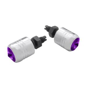 UNITED PACIFIC - 70081 - SUJETADOR DE MATRÍCULA DE ALUMINIO CROMADO CON CRISTAL MORADO (PACK DE 2)