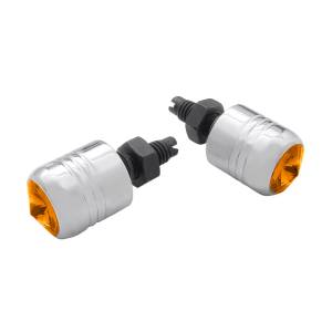 UNITED PACIFIC - 70085 - SUJETADOR DE MATRÍCULA DE ALUMINIO CROMADO CON CRISTAL ÁMBAR (PACK DE 2)