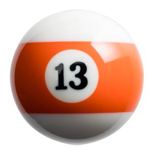 UNITED PACIFIC - 70762 - POMO DE CAMBIO DE BOLA DE PISCINA NÚMERO 13 - RAYAS NARANJA BRILLANTE