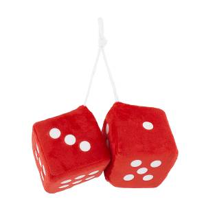 UNITED PACIFIC - C5038R - DADOS FUZZY CLÁSICOS DE 3" X 3", ROJO (PAR)