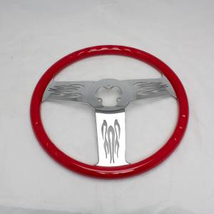 ATM - ATM-V3C18R - VOLANTE ATM 3 BRAZOS FLAMAS CROMADO DE 18" ROJO