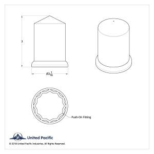 UNITED PACIFIC - UNITED PACIFIC - 10011CB - TAPAS DE TUERCA EN PUNTA DE PLÁSTICO CROMADO DE 1-1/2" X 3" - A PRESIÓN (CAJA DE COLOR DE 60) - Image 5