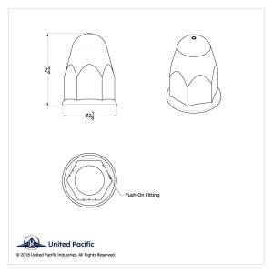 UNITED PACIFIC - UNITED PACIFIC - 10046B - TAPA DE TUERCA BALA RANURADA DE PLÁSTICO CROMADO DE 1-1/2" X 2-3/4" CON BRIDA - A PRESIÓN (A GRANEL) - Image 7