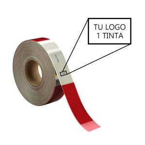 3M - CAX1465-1T - BARRICADA 3M 2" ROJO/BLANCO DIAMANTE CON LOGO 1 TINTA CAJA CON 1800"