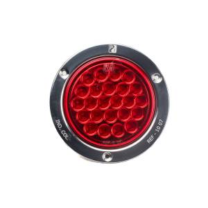 ATM - 1007R-P3 - PLAFON ATM 24 LEDS ROJO REDONDO 4 PULG BISEL ACERO INOX 12-24V 3 PIEZAS