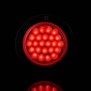 ATM - 1007RB - PLAFON ATM 24 LEDS ROJO MICA CLARA REDONDO 4" BISEL ACERO CROMADO 12-24V