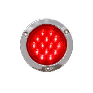 ATM - 1010R - PLAFON ROJO 14 LEDS ROJO REDONDO 3" ARO ACERO INOXIDABLE 24V