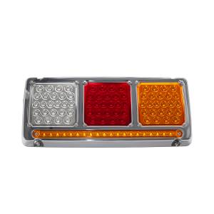 ATM - 1016STR - JUEGO LAMPARA STOP TRIPLE 92 LEDS CON REGLETA AMBAR/ROJO/BLANCO ABS CROMADA 12V