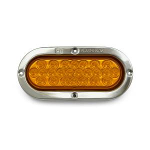 ATM - 1017A - PLAFON ATM 24 LEDS AMBAR OVALADA 6 1/4" X 2 1/4" BISEL ACERO INOXIDABLE 12-24V