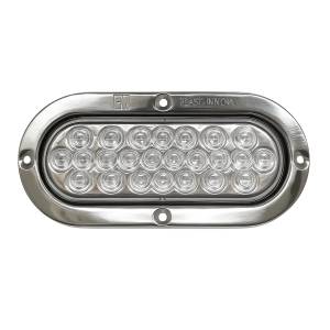 ATM - 1017B - PLAFON ATM 24 LEDS BLANCO OVALADA 6 1/4" X 2 1/4" BISEL ACERO CROMADO 12-24V