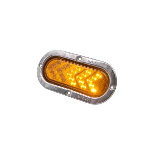 ATM - 1018A - LUZ DIRECCIONAL 25 LEDS AMBAR OVALADA 6 X 16 ARO INOXIDABLE 12V