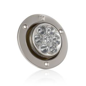 ATM - 1020B - PLAFON ATM 7 LEDS BLANCO REDONDO 2" BISEL ACERO CROMADO 12-24V DOBLE FUNCION
