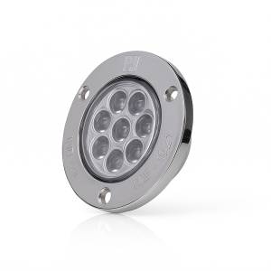 ATM - 1021B - PLAFON ATM 8 LEDS BLANCO REDONDO 2 1/2" BISEL ACERO CROMADO 12-24V DOBLE FUNCION