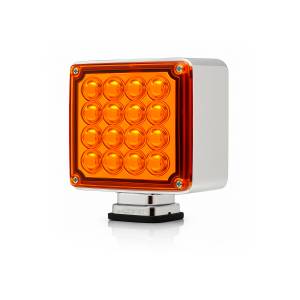 ATM - 1022 - LUZ SEMAFORO 32 LEDS CUADRADO 7.5 X 12 X 4 CENTIMETROS SENCILO AMBAR/ROJO SOPORTE ABS CROMADA 12V