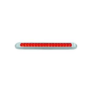ATM - 1026R - PLAFON BARRA ATM 17 LEDS ROJO 13" X 1" X 1 1/8" BISEL CROMADO 12-24V
