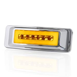 ATM - 1036-AH - PLAFON ATM 24 LEDS AMBAR HALO RECTANGULAR 6 1/4" X 2" BISEL PLASTICO CROMADO 12-24V