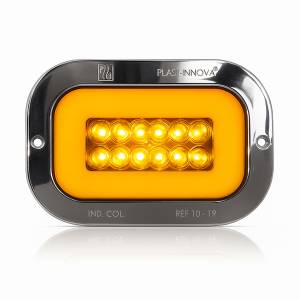 ATM - 1042-AS - PLAFON ATM 36 LEDS AMBAR HALO RECTANGULAR 5 1/4" X 3 3/4" BISEL PLASTICO CROMADO 12-24V