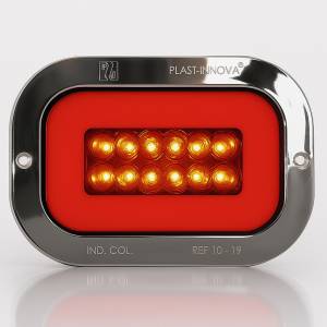 ATM - 1042-RS - PLAFON ATM 36 LEDS ROJO  HALO RECTANGULAR 5 1/4" X 3 3/4" BISEL PLASTICO CROMADO 12-24V
