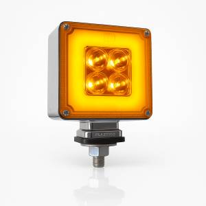 ATM - 1044 - LUZ DIRECCIONAL 38 LEDS AMBAR/ROJO HALO CON STROBO 7.5 X 12 X 4 CENTIMETROS CUADRADA CROMADA 12/24V