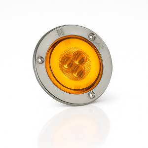 ATM - 1051A - PLAFON STOP 12 LEDS AMBAR HALO REDONDO 2 1/2" ARO ACERO INOXIDABLE MONTAJE 3 TORNILLOS 124V