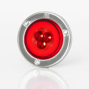 ATM - 1051R - PLAFON STOP 12 LEDS ROJO HALO REDONDO 2 1/2" ARO ACERO INOXIDABLE MONTAJE 3 TORNILLOS 124V
