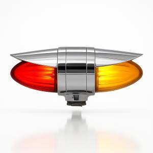 ATM - 1055HV - PLAFON ATM DIRECCIONAL 18 LEDS AMBAR/ROJO 24.4 X 10.5 X 9 CM HALO VISERA CROMADA 12-24V
