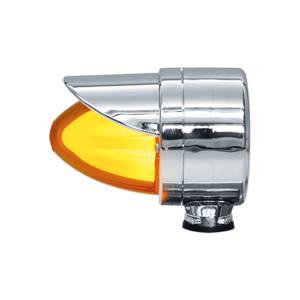 ATM - 1058SHAV - SEMAFORO MEDIANO SENCILLO TIPO MISIL HALO 10.7 X 8.8 X 7.6 24V AMBAR VISERA CROMADA