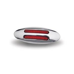 TRUX - TLED-FG3R - PLAFON TRUX 8 LEDS ROJO OVALADO 3.9" X 1.3" BISEL CROMADO 12V