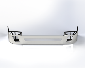 EXFLEX - CB51152011 - DEFENSA CROMADA VOLVO VNL 64T, 630, 670, 780 13" SET BACK AXLE CON ORIFICIOS DE NIEBLA