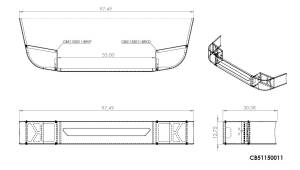 EXFLEX - CB51150011 - DEFENSA CROMADA VOLVO VNL 64T, 630, 670, 780 13" SET BACK AXLE SIN ORIFICIOS DE NIEBLA
