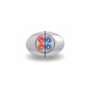 TRUX - TLED-G2XRB - MINI TRUX 2" OVALADO 4 LEDS MICA CLARA ROJO/AZUL