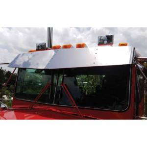TRUX - TSUN-K8 - VISERA KENWORTH T800/W900B/W900L VIDRIO PLANO 38 CENTIMETROS ACERO INOXIDABLE