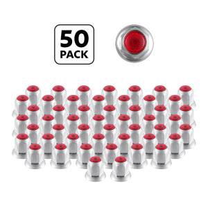 UNITED PACIFIC - 10039P50 - TAPA DE TUERCA REFLECTOR DE ACERO CROMADO DE 33 MM X 2" CON BRIDA - ROJO (50 PIEZAS)