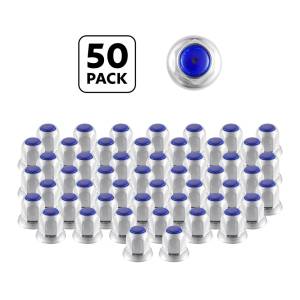 UNITED PACIFIC - 10041P50 - TAPA DE TUERCA REFLECTOR DE ACERO CROMADO DE 33 MM X 2" CON BRIDA - AZUL (50 PIEZAS)