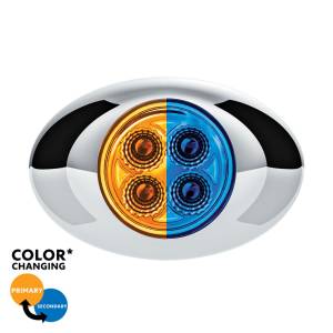 UNITED PACIFIC - 36026 - MINI LUZ UNITED PACIFIC 4 LEDS AMBAR/AZUL OVALADO BISEL CROMADO
